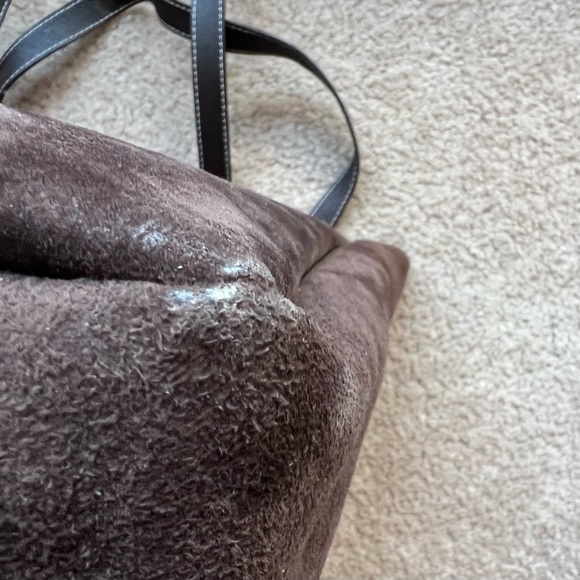 Vintage Pamela McCoy Wavy Color Block Genuine Suede Tote - Picture 13 of 13